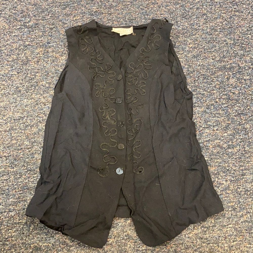 Express Vintage Black Embroidered Vest sz. S